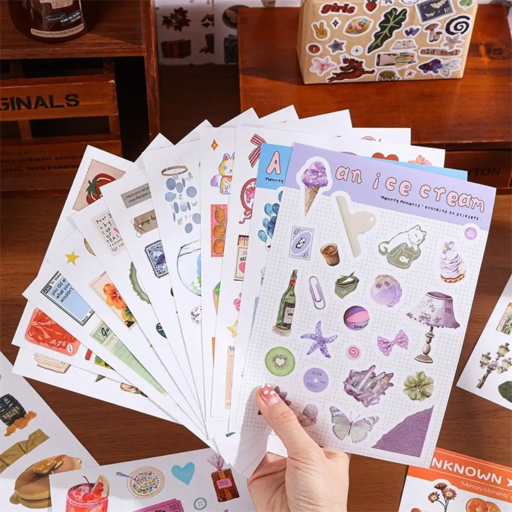 50-Sheet Sticker Book – 1300+ Retro Animal & Fruit Stickers Craft Sticker Book HIP