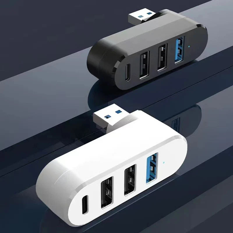 180° Rotary 4-in-1 USB 3.0 Hub with Type-C Adapter | OULLX USB Hub Adapter HIP