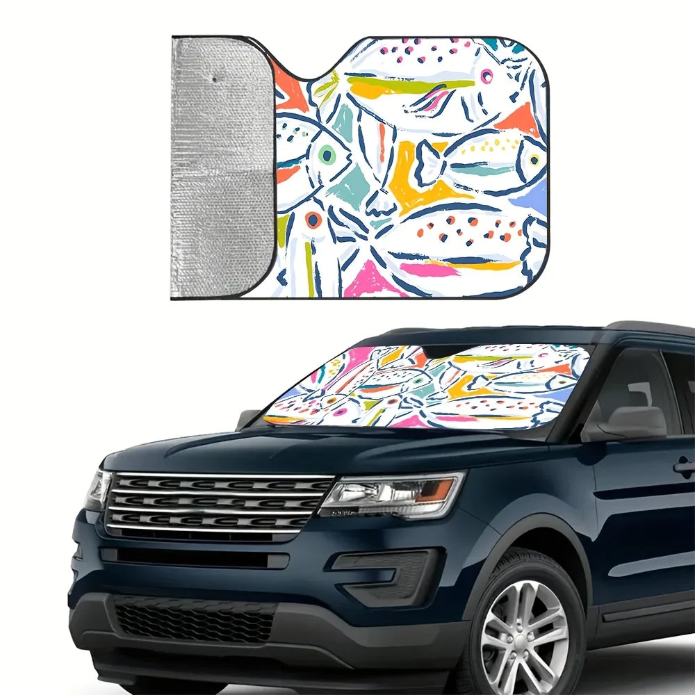 Cartoon Fish Car Windshield Sun Visor – Colorful & Stylish Car Windshield Sunshade HIP