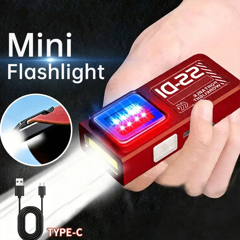 Portable COB LED Flashlight Rechargeable Magnetic Work Light Waterproof Pocket Flashlight Camping Hiking Emergency Outdoor Light HIP