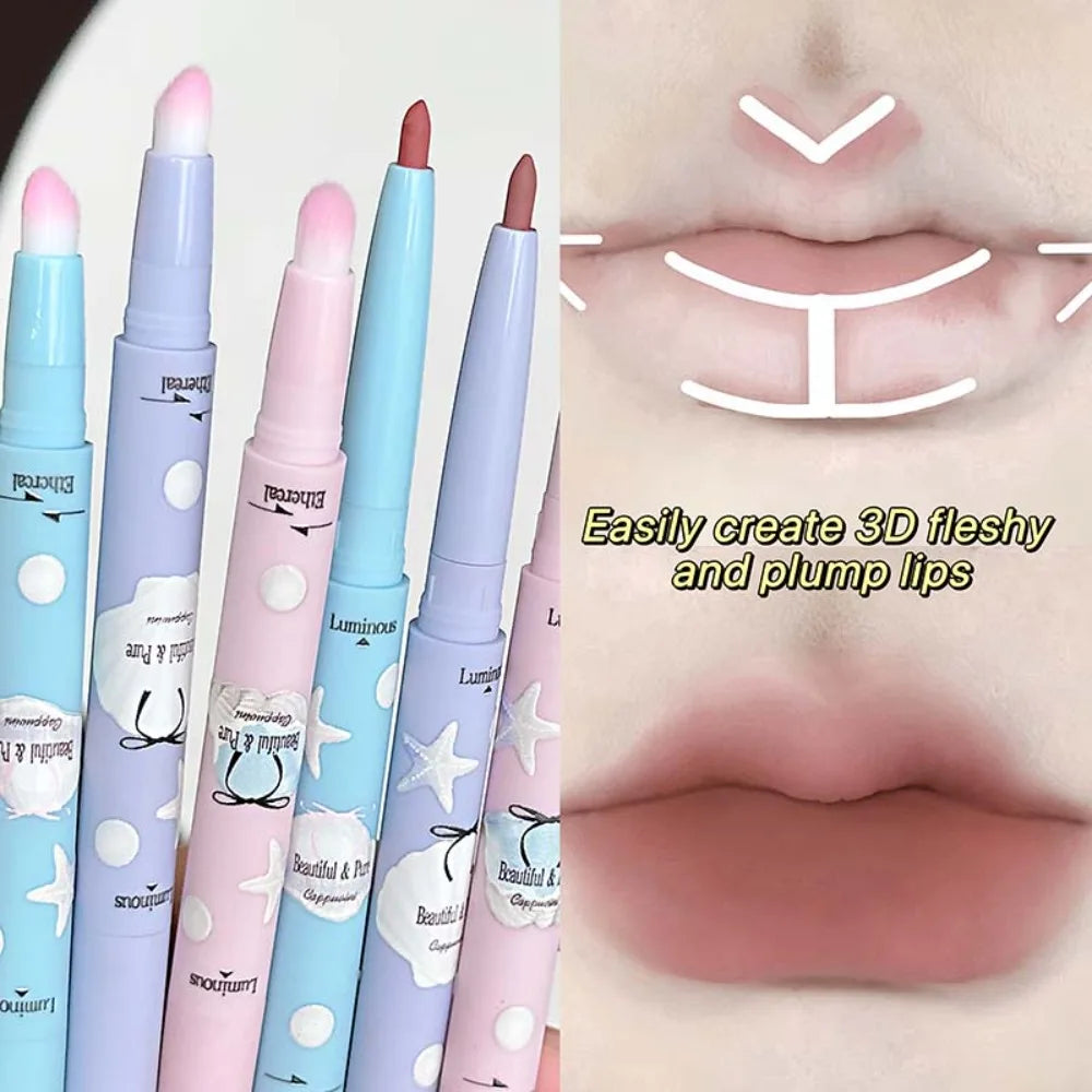 Double Head Rose Pink Lip Liner Matte Long Lasting Natural Lipliner Pencil Nude Brown Lip Liner Lipstick Lips Contour Makeup HIP