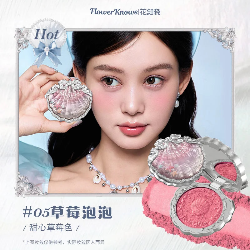 Flower Knows Shell's Jewel Embossed Blush – Matte & Satin Powder Blush HIP 05