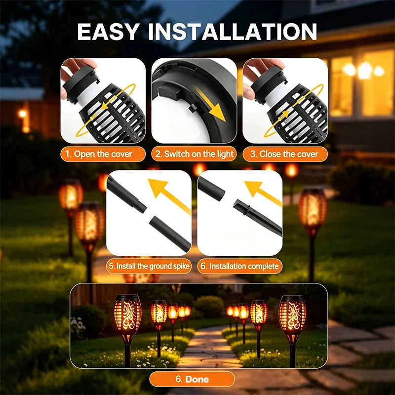 12 LED Solar Flickering Flame Pathway Lights – Waterproof Solar Pathway Lights HIP