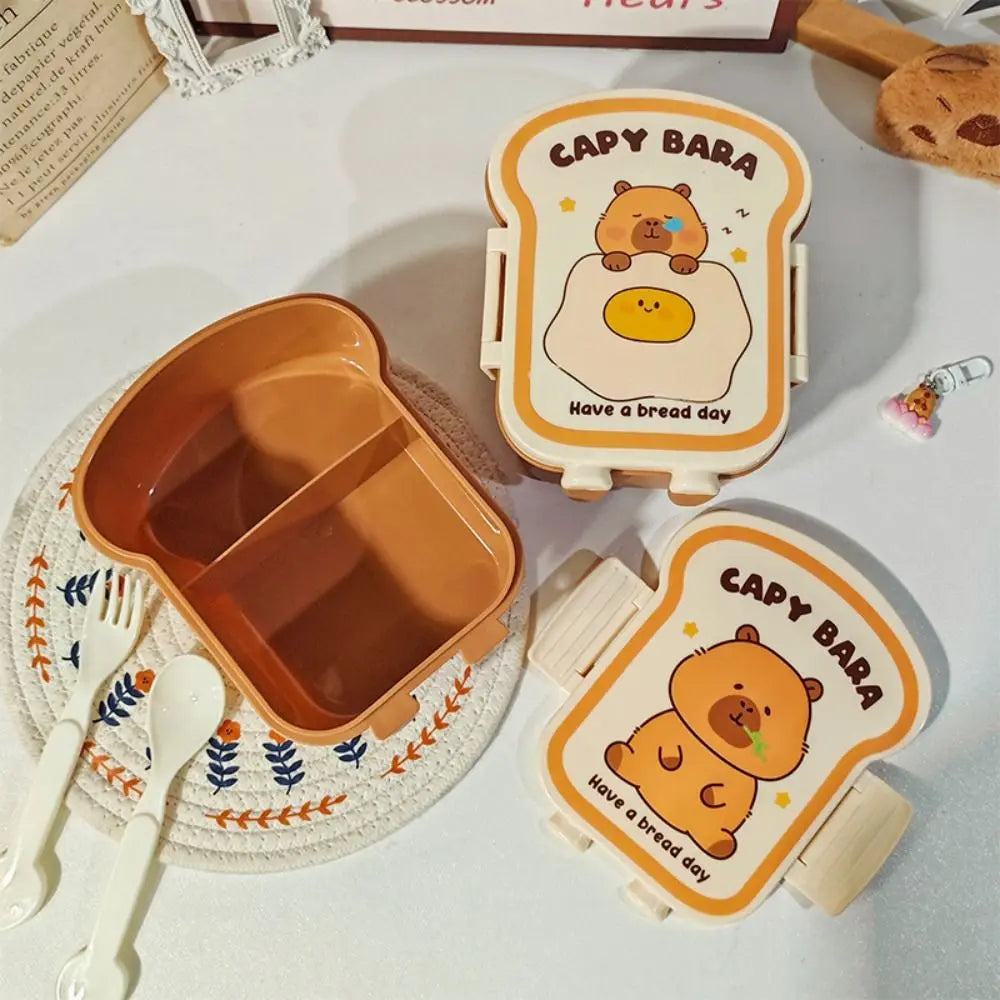 Cute Capybara Toast Lunch Box 1000ml – Leak-Proof Meal Box Novelty Lunch Box HIP