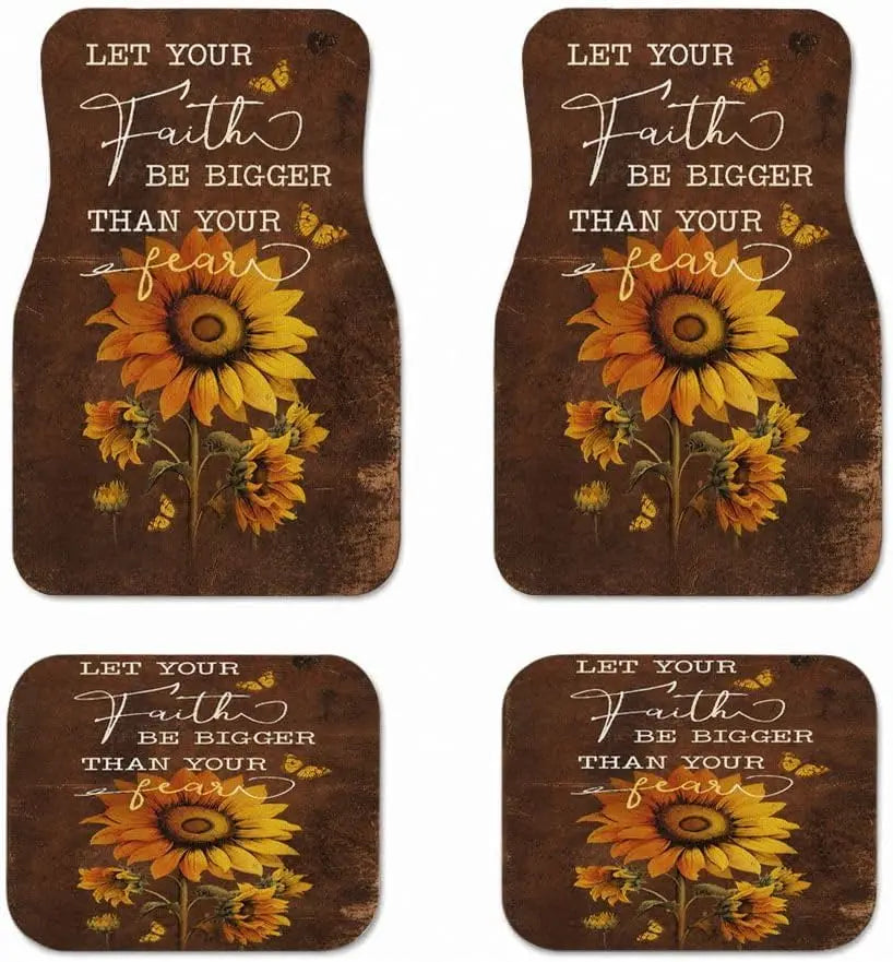 All-Weather Sunflower Car Floor Mats – 4-Piece SUV Set Car Floor Mats HIP 1
