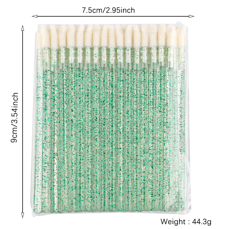 YSDO 50pcs Glitter Lip Gloss Brush Crystal Lipstick Applicators Eyelash Extension Cleaning Brushes Cleaner Makeup Tools Cosmetic HIP 50pcs-crystal-green