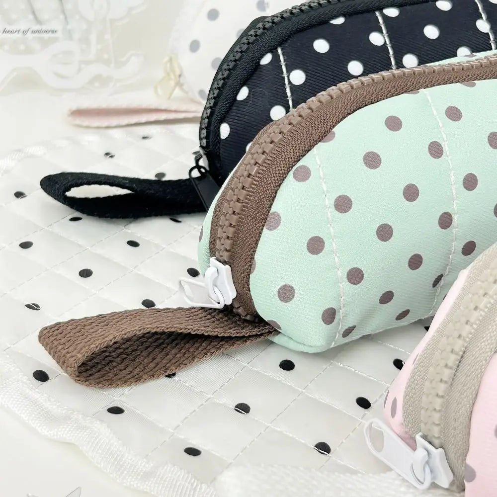 Polka Dot Pencil Case – Large Fabric Pen Bag with Hand Strap Pencil Case HIP
