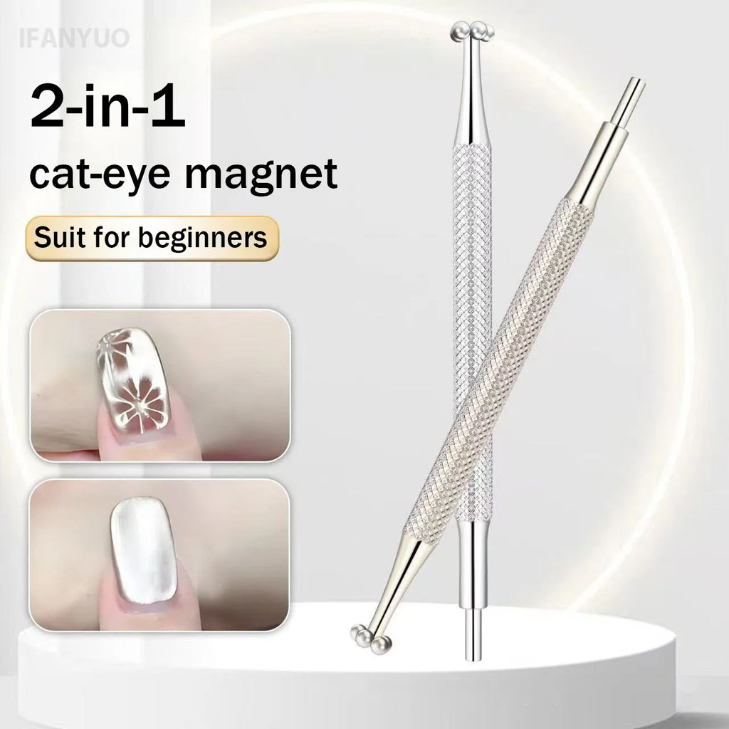 2in1 Flower Lollipop Vortex Cat Eye Nail Magnetic Pen 3D Plum Blossom Vortex Double Head Nail Art Magnet Stick Gel Nail Polish HIP