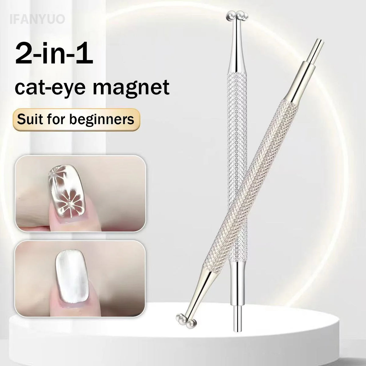 2in1 Flower Lollipop Vortex Cat Eye Nail Magnetic Pen 3D Plum Blossom Vortex Double Head Nail Art Magnet Stick Gel Nail Polish HIP
