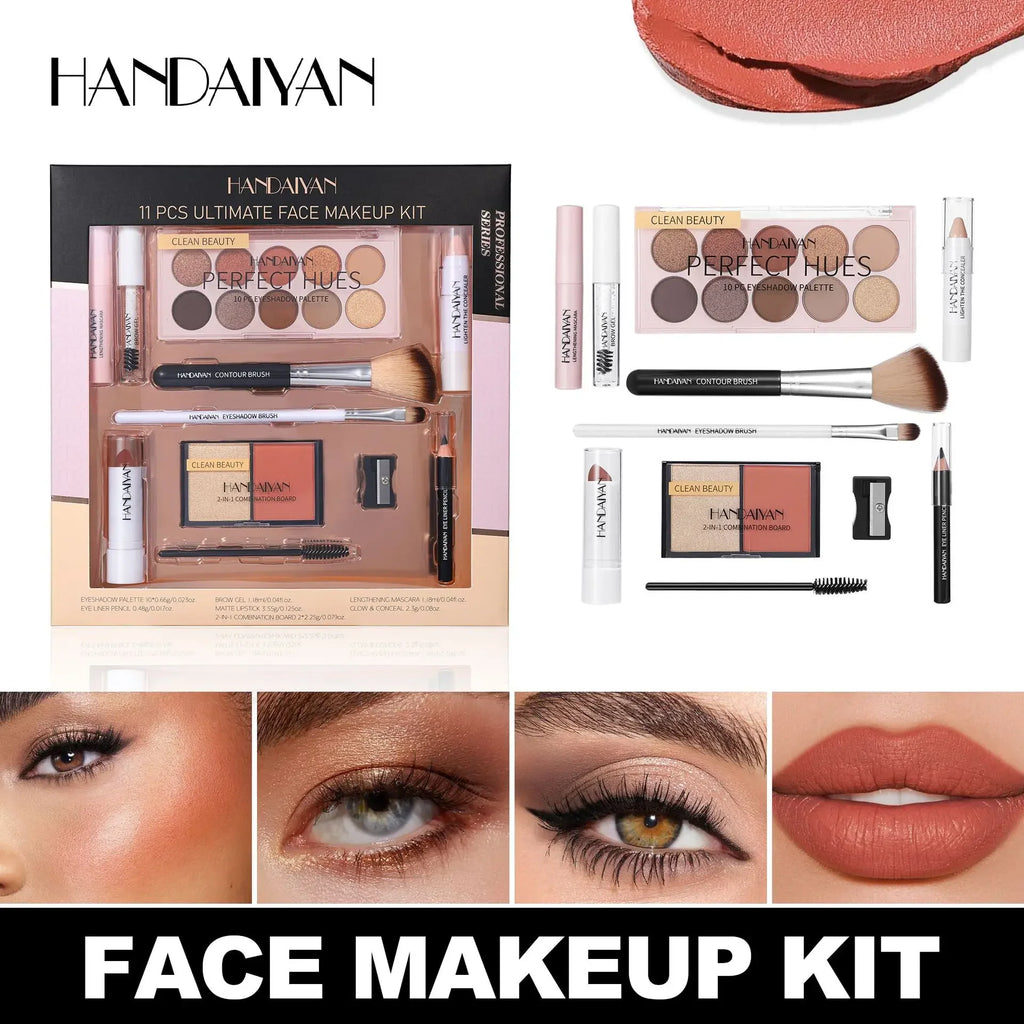 Handaiyan 11-Piece Makeup Kit – Eyeshadow, Contour & Blush Face Makeup Set HIP