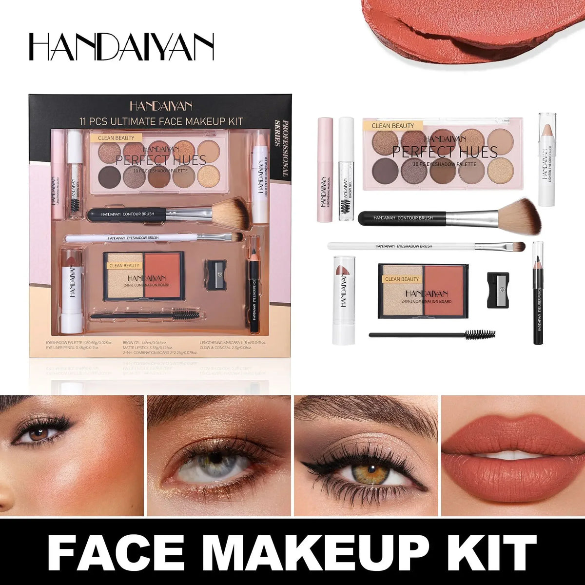Handaiyan 11-Piece Makeup Kit – Eyeshadow, Contour & Blush Face Makeup Set HIP