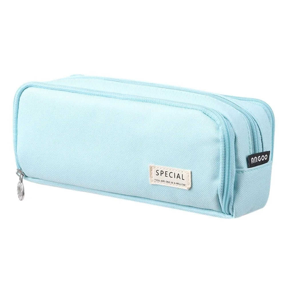 Large 3-Compartment Pencil Case – Oxford Fabric Pen Bag Pencil Case HIP Blue