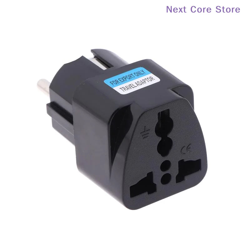 2-in-1 Universal Travel Plug Adapter Type E/F – EU Black Travel Plug Adapter HIP