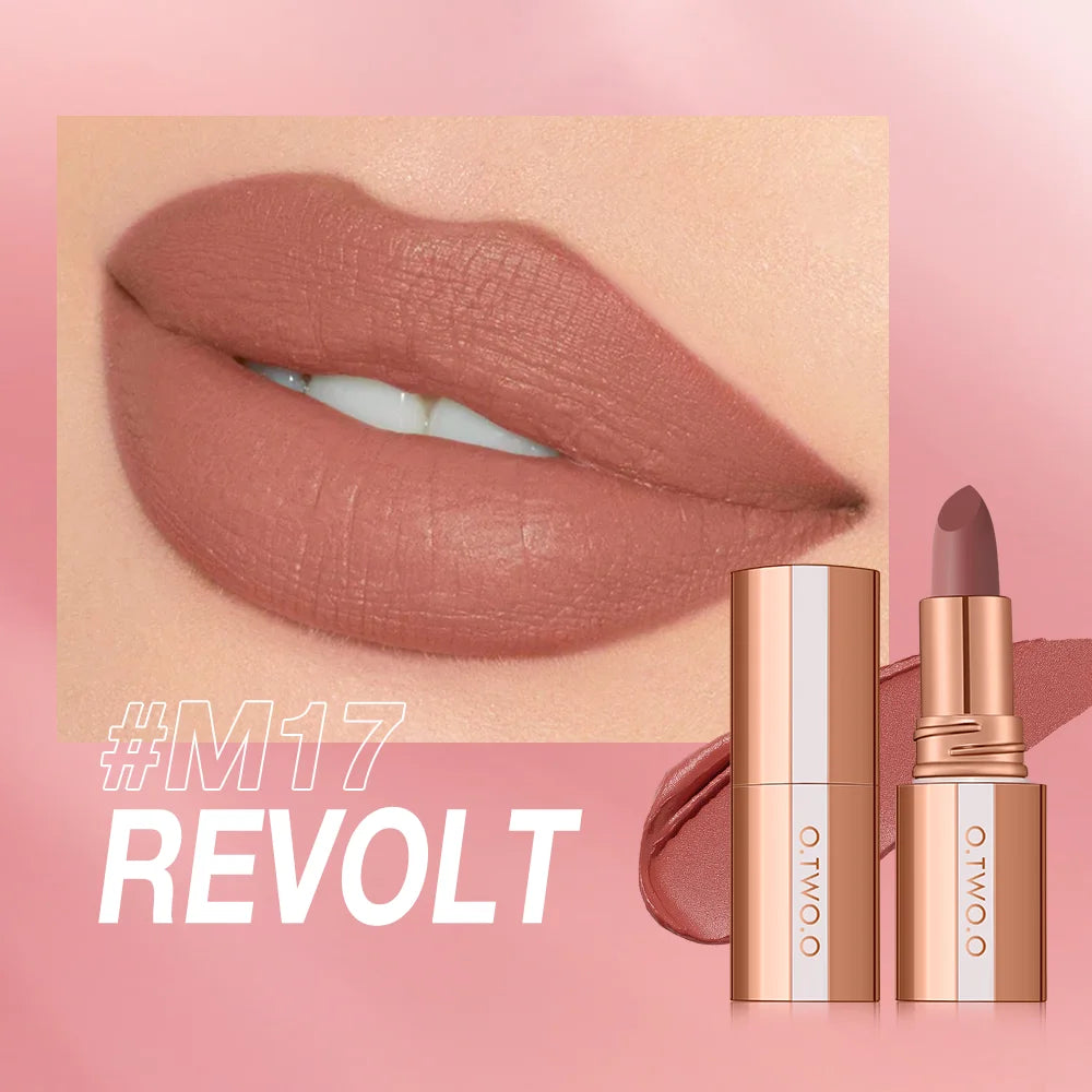 O.TWO.O Matte Lipstick Lip Tint 8 Colors Waterproof Long Lasting Non-stick Cup Sexy Highly Pigmented Velvet Lip Sticks Lip Stain HIP M17 China Mainland Full Size