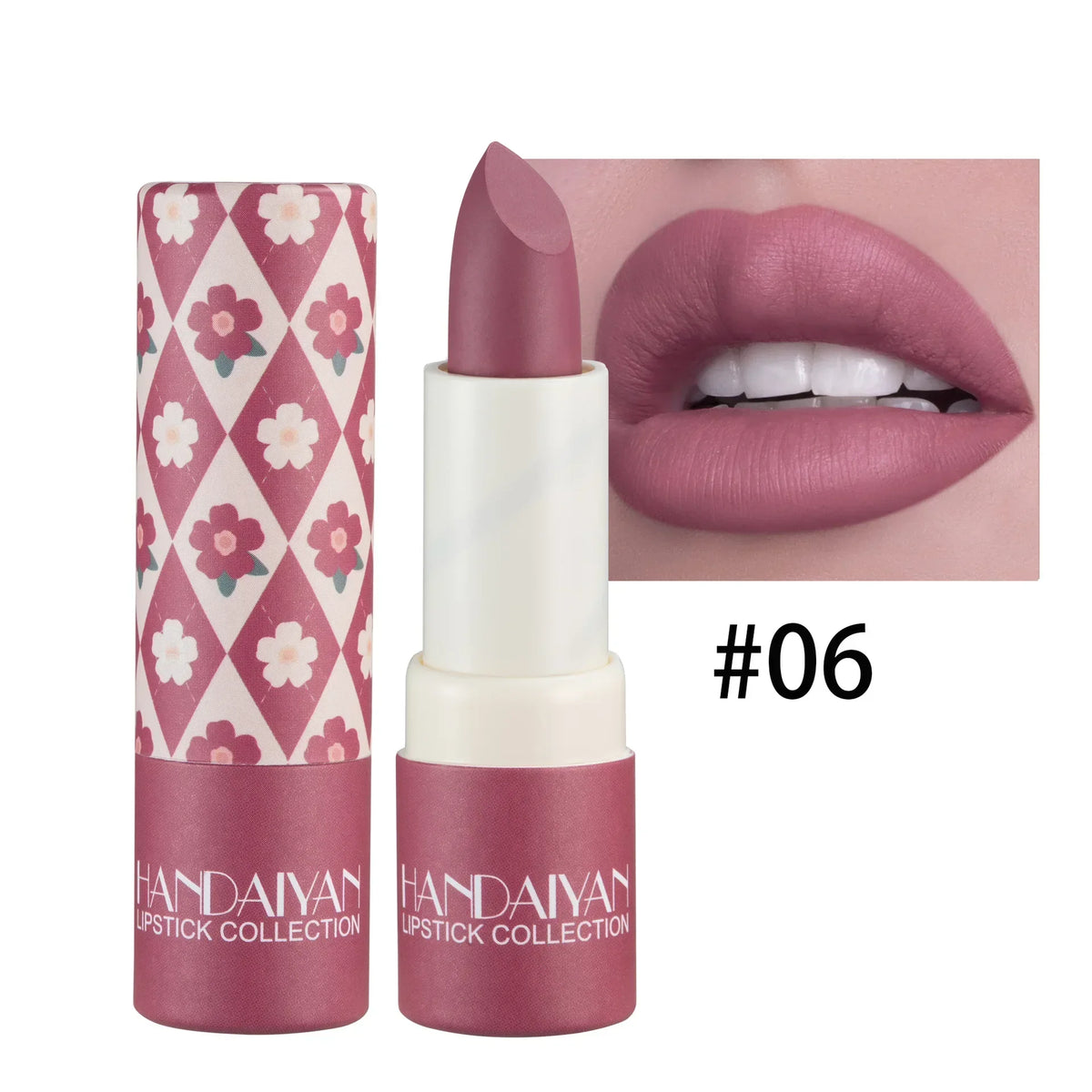 Lipstick Velvet Matte New Nude Moisturizing Tint Lip Balm Cream Pigment 8-color Luxury Lip Makeup Waterproof Cosmetic HIP 06 Rose Bean Color