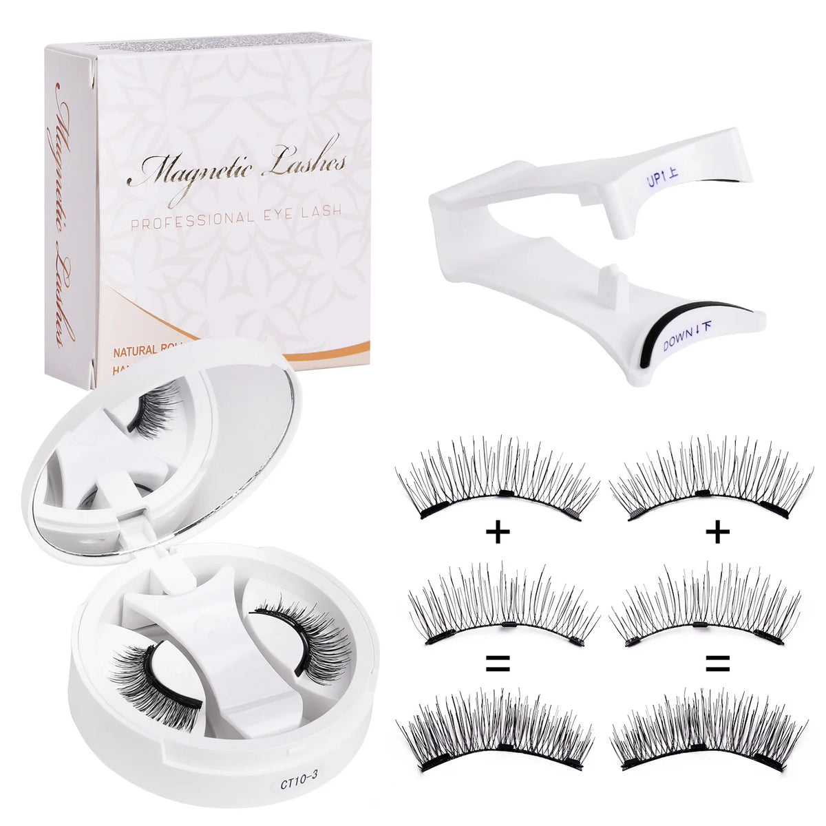 Magnetic Eyelashes Set Reusable Easy to use Eyelash Extension Tools Natural Curler False Eyelashes With Magnetic Tweezers HIP CT-03
