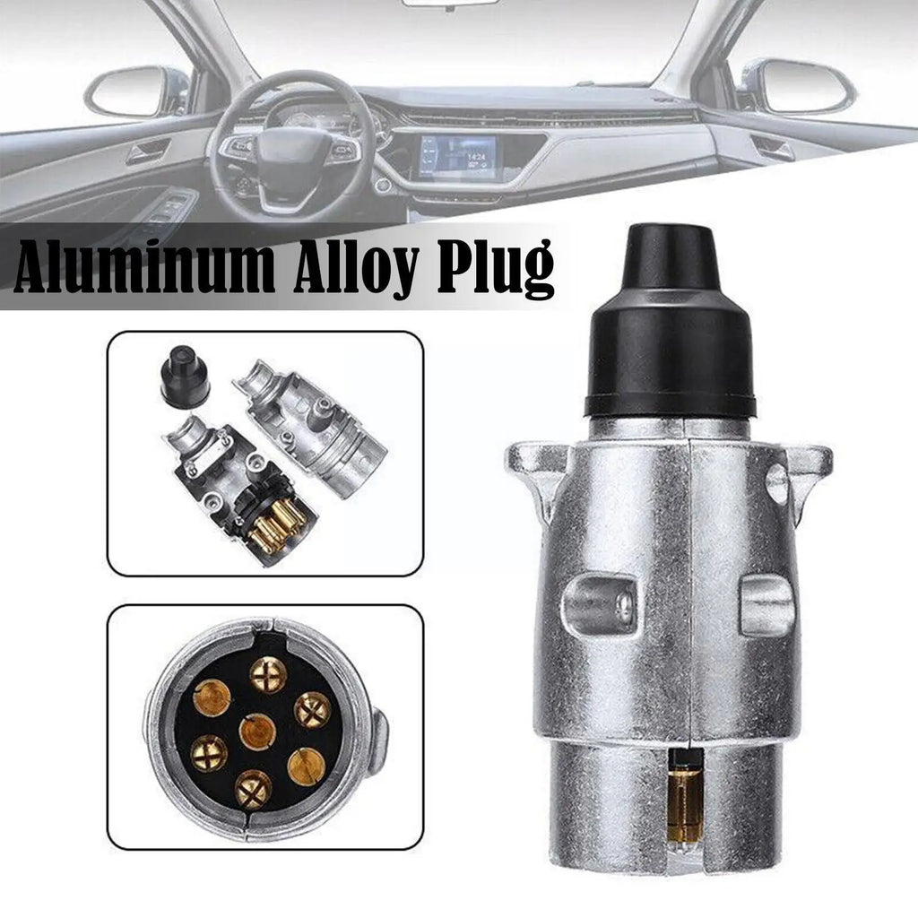 7 Pin Aluminium Alloy Plug Trailer Truck Towing Electrics 12V Connector EU Plug Professional Replacement For Truck HIP