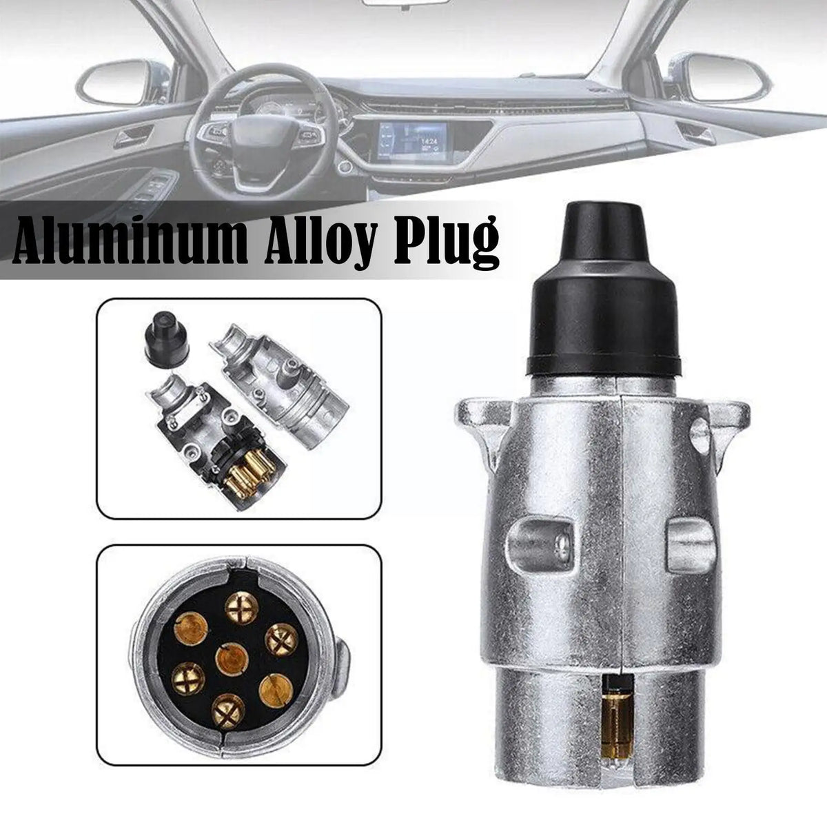 7 Pin Aluminium Alloy Plug Trailer Truck Towing Electrics 12V Connector EU Plug Professional Replacement For Truck HIP
