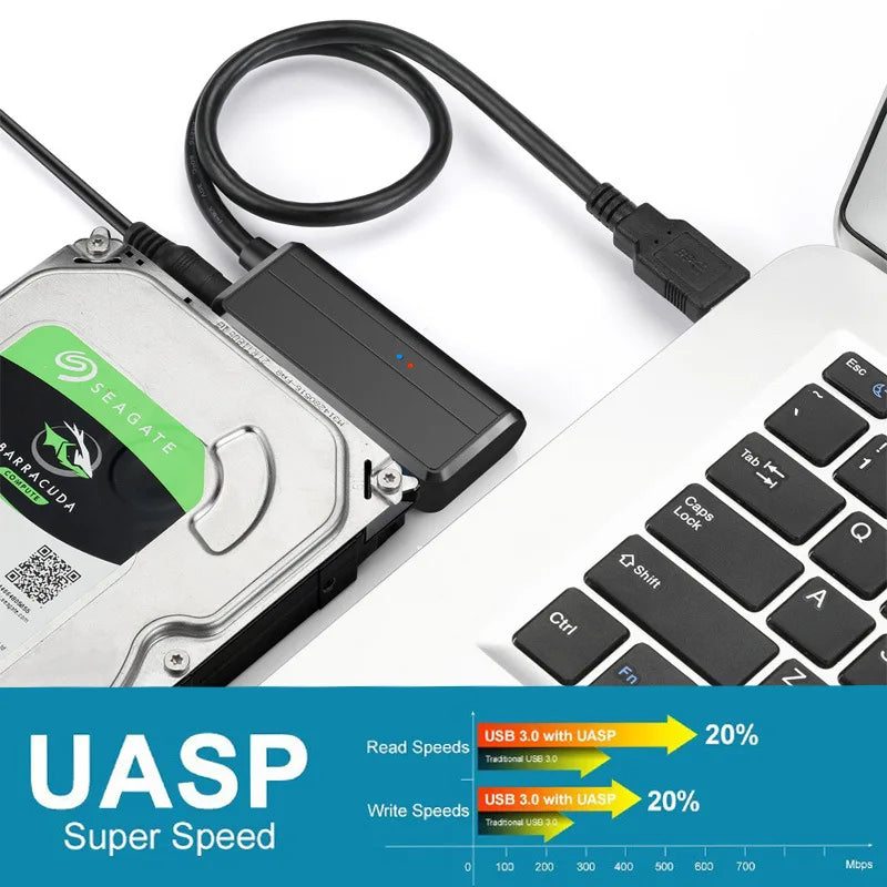 USB 3.0 to SATA Adapter Cable with DC Power Port – HDD & SSD SATA USB Adapter Cable HIP