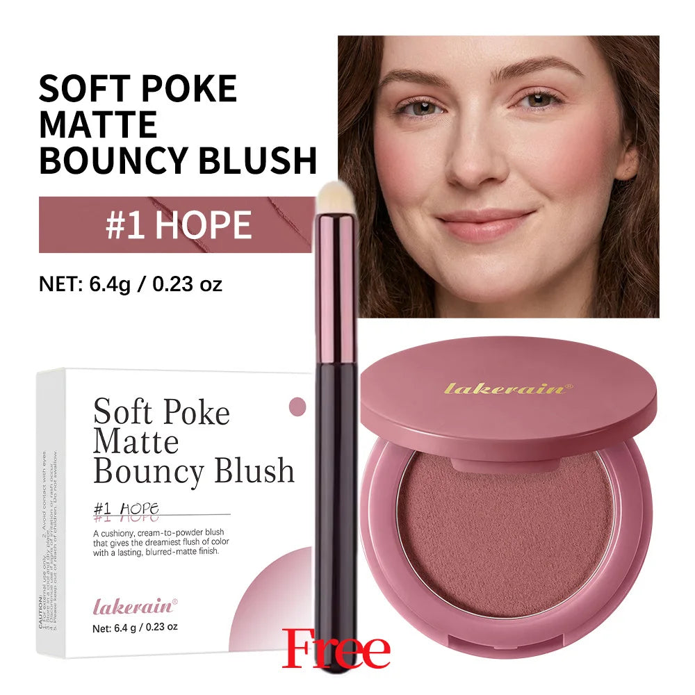 Soft Poke Blush Palette Free Brush Included Velvety Matte Nude Blush Natural Beginner Face Makeup Cosmetics for Women HIP 01 Hope