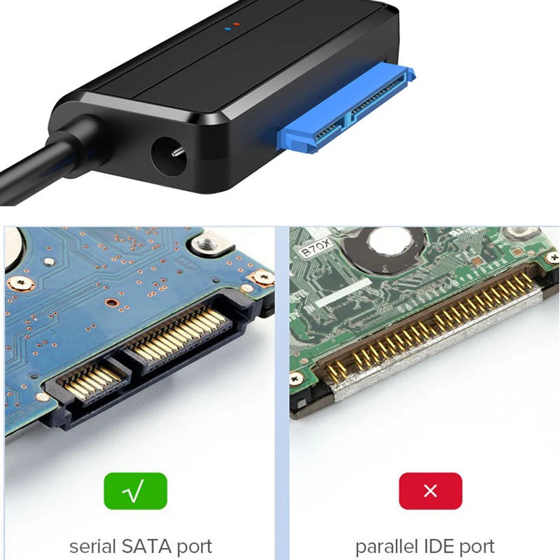 USB 3.0 to SATA Adapter Cable with DC Power Port – HDD & SSD SATA USB Adapter Cable HIP