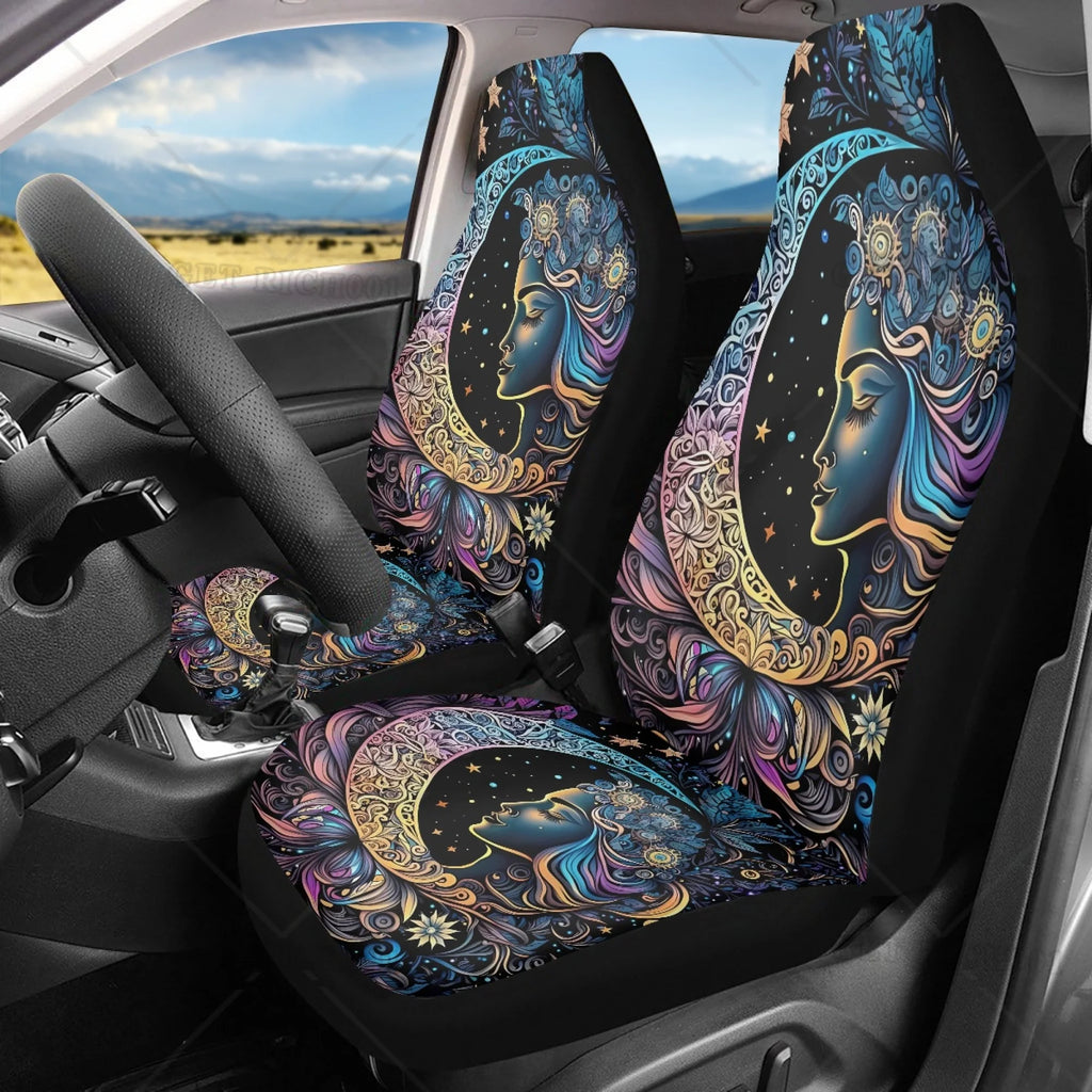 2-Piece Boho Star Moon Car Seat Covers – Washable SUV Fit Car Seat Covers HIP