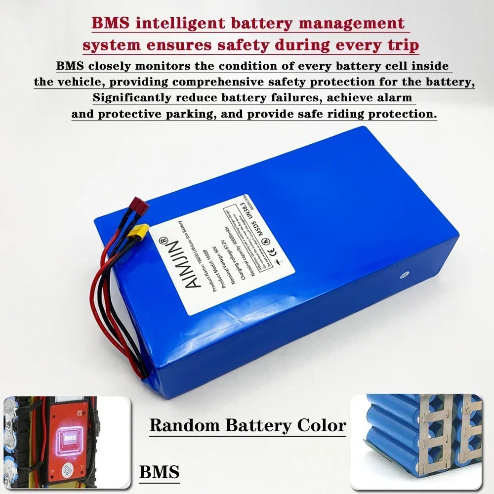 60V 30Ah 16S8P Lithium Battery Pack with BMS for Electric Scooter Lithium Battery Pack HIP