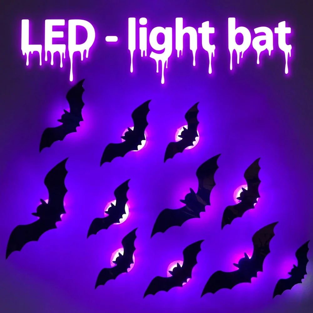Creative Halloween Party Decorations 3D Bat Spider Decor Light Halloween Wall Window Atmosphere Scene Setter Bat Spider Scary HIP