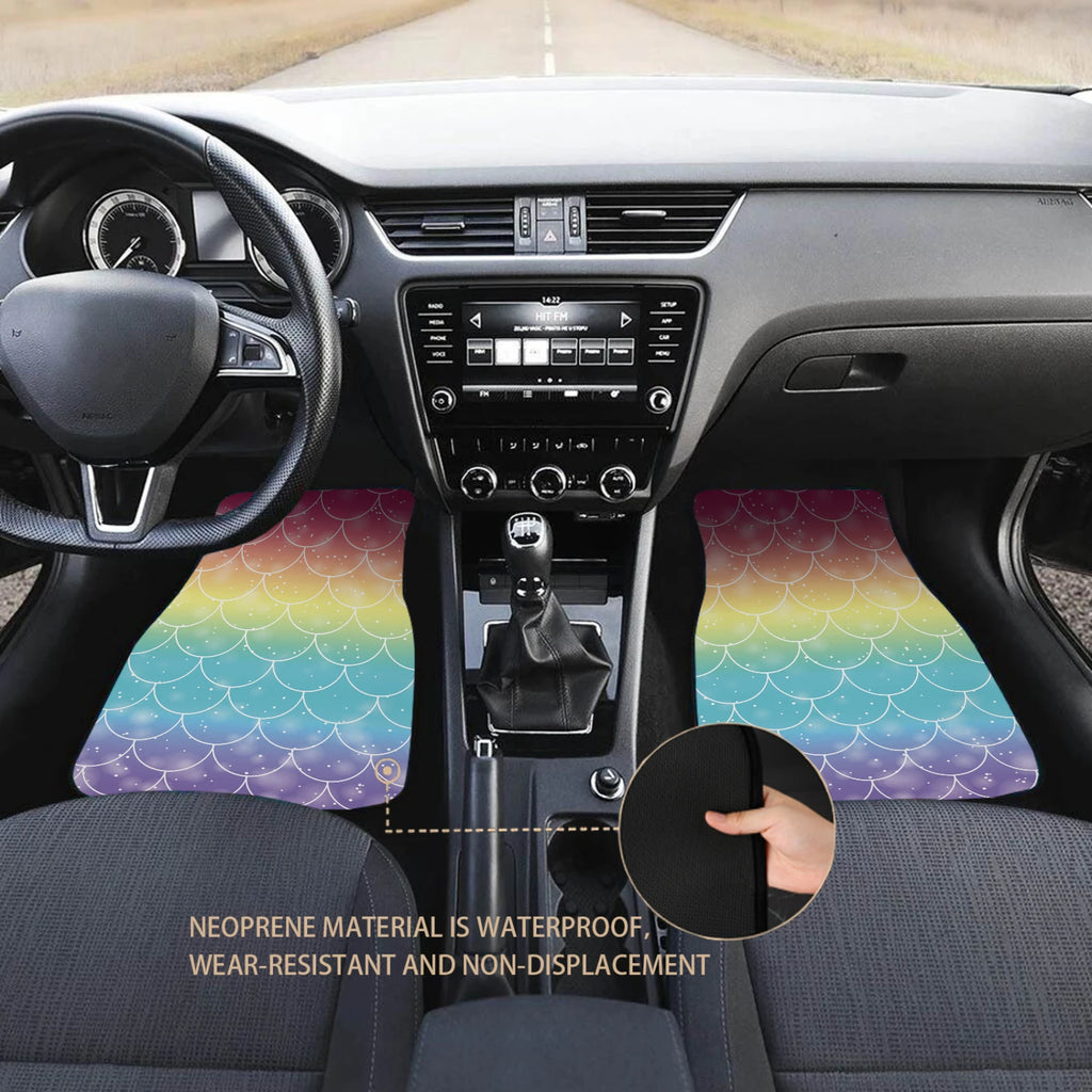 Rainbow Mermaid Scale Car Floor Mats 4-Piece All-Weather Set Car Floor Mats HIP