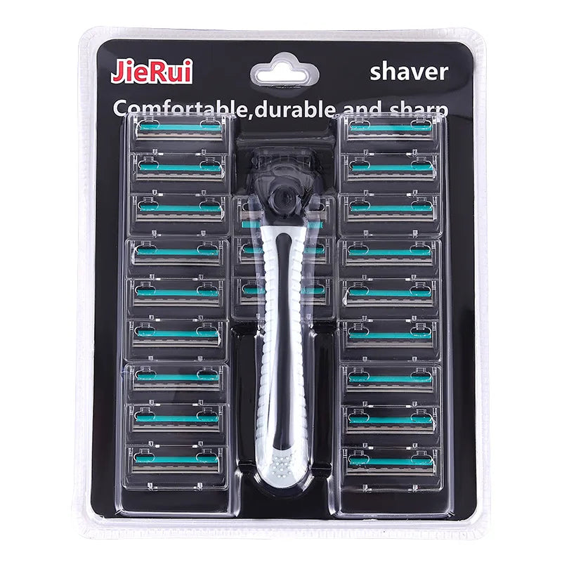 Men's Reusable Two-Layer Razor – Multi-Tool Head Change Manual Men's Razor HIP C517-blue