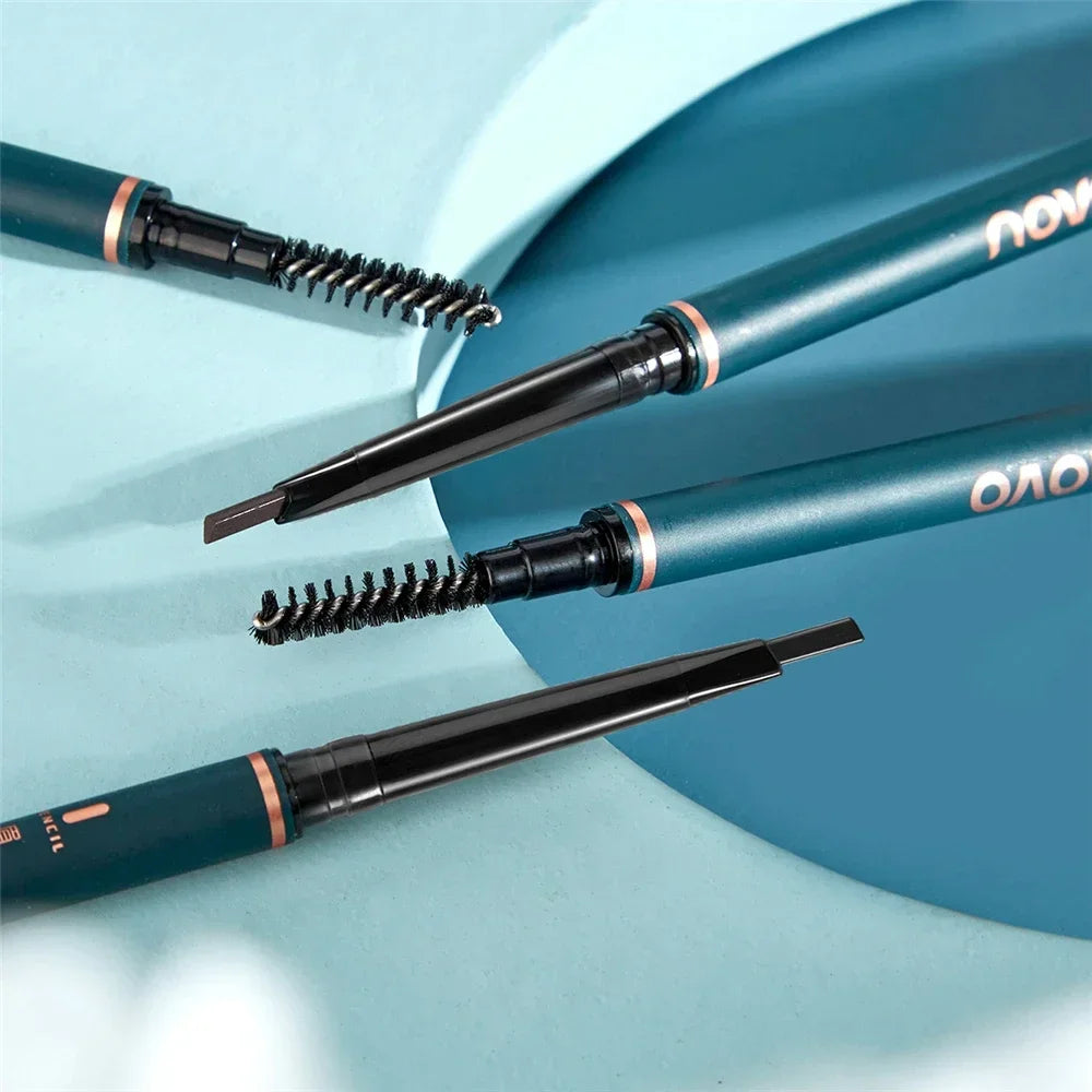 Novo Color Double Eyebrow Pencil with Brush Waterproof Lasting Extremely Slim Sketch Eye Brow Tattoo Pen Eye Makeup Cosmetic HIP