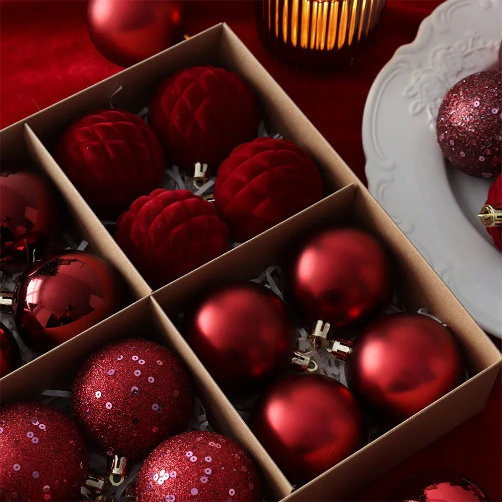 Creative Shatter Resistant 6cm Pink Christmas Tree Ornaments Balls 4 Variants Xmas Ball Decoration 16pcs Christmas Plastic Balls HIP