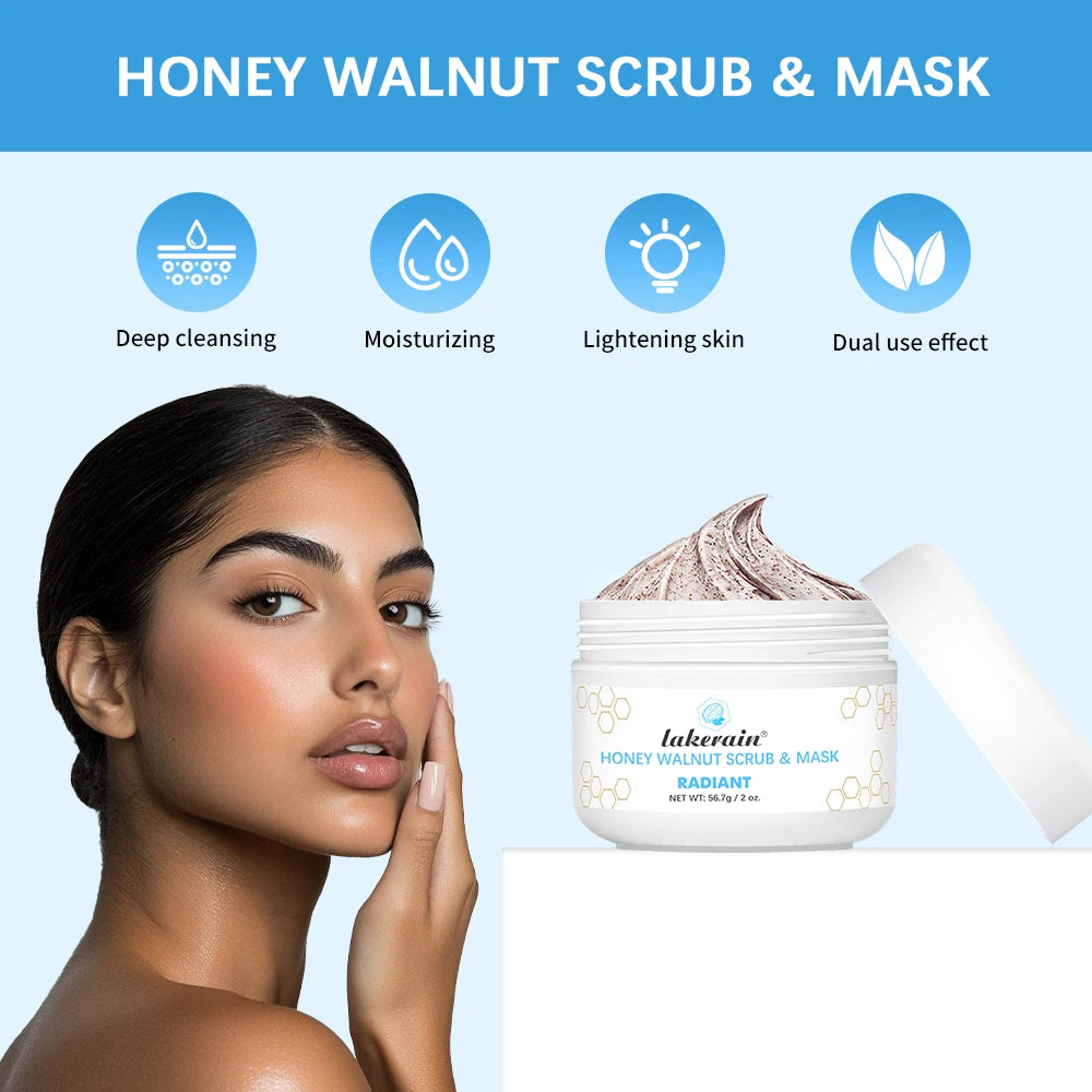 Facial Scrub & Face Exfoliator Mask Skin CareMoisturizing brightening Nourishing Cleansing Honey Walnut Facial Exfoliants Mask HIP