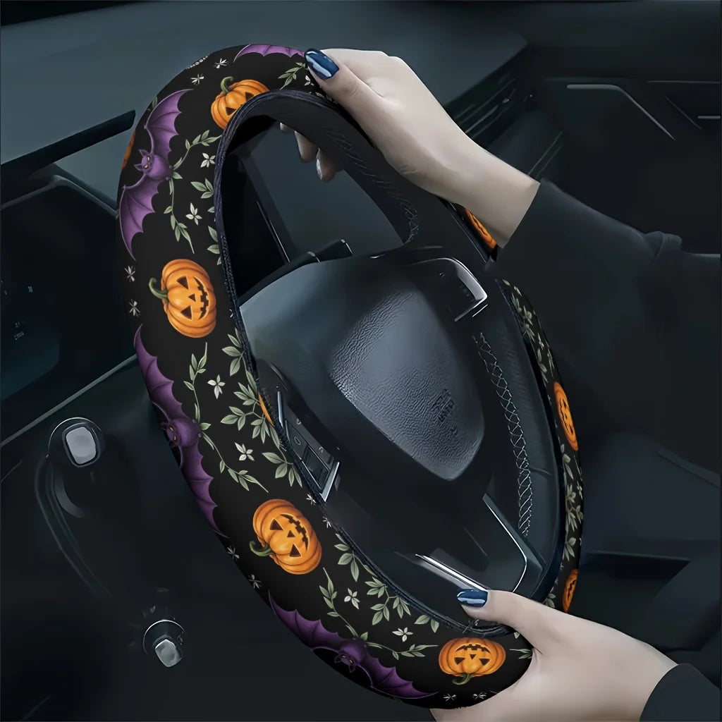 Halloween Pumpkin Bat Steering Wheel Cover – All Seasons Steering Wheel Cover HIP
