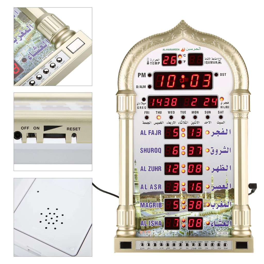 Clock Digital Clock Digital Islamic Clock Wall Calendar Mosque Digital Islamic Clock Muslim Gift Alarm Azan Prayer Islamic Clock HIP