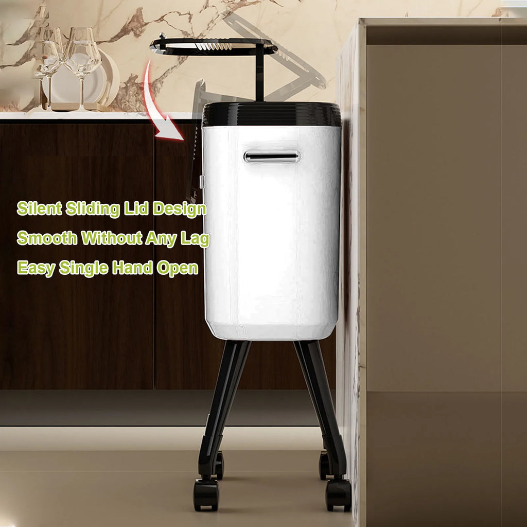 Tall Trash Can with Wheel Legs 15L Large Capacity Narrow Garbage Can for Kitchen Bathroom Living Room Narrow Garbage Can HIP