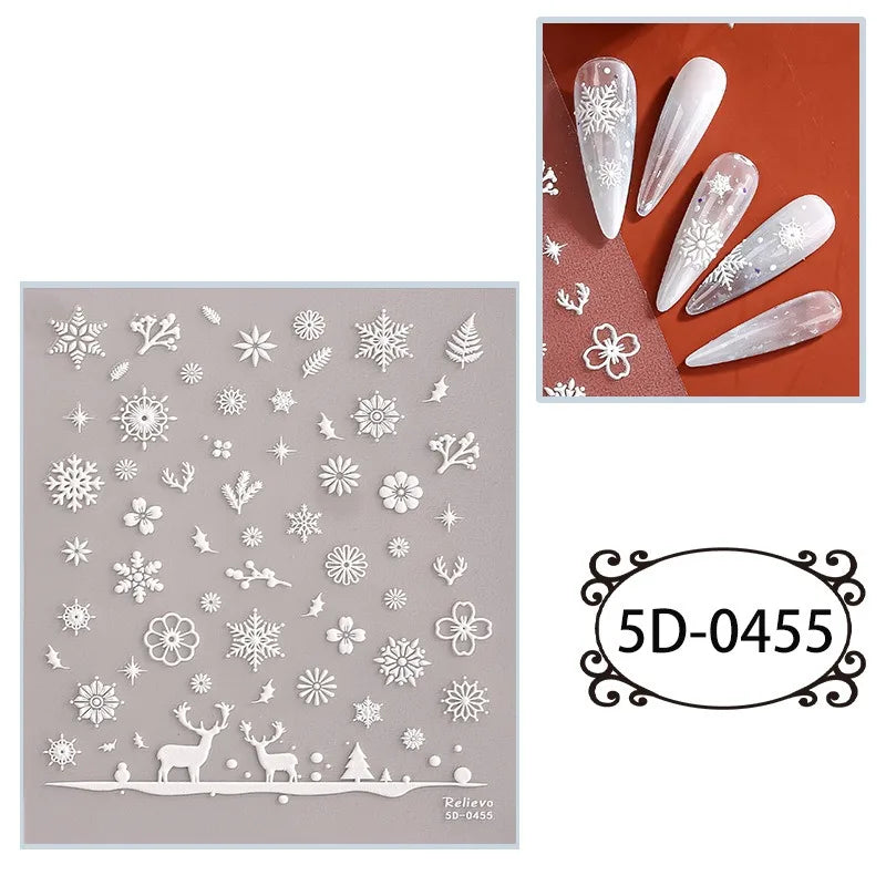 5D Embossed Nail Art Stickers Waterproof Halloween Christmas Handset Decals DIY Manicure Graffiti Decoration Nails Art Ornament HIP 55