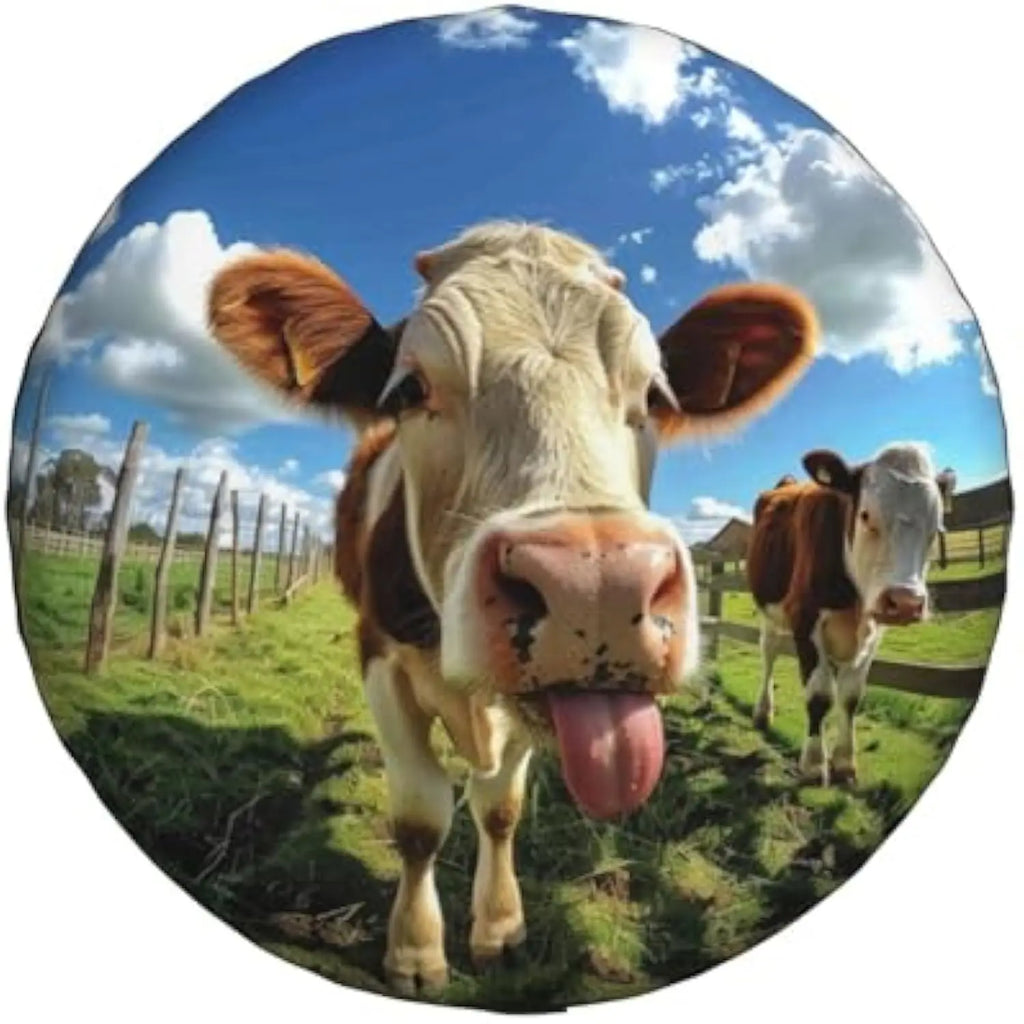 Funny Cow Spare Tire Cover – Waterproof Universal Fit RV SUV Spare Tire Cover HIP