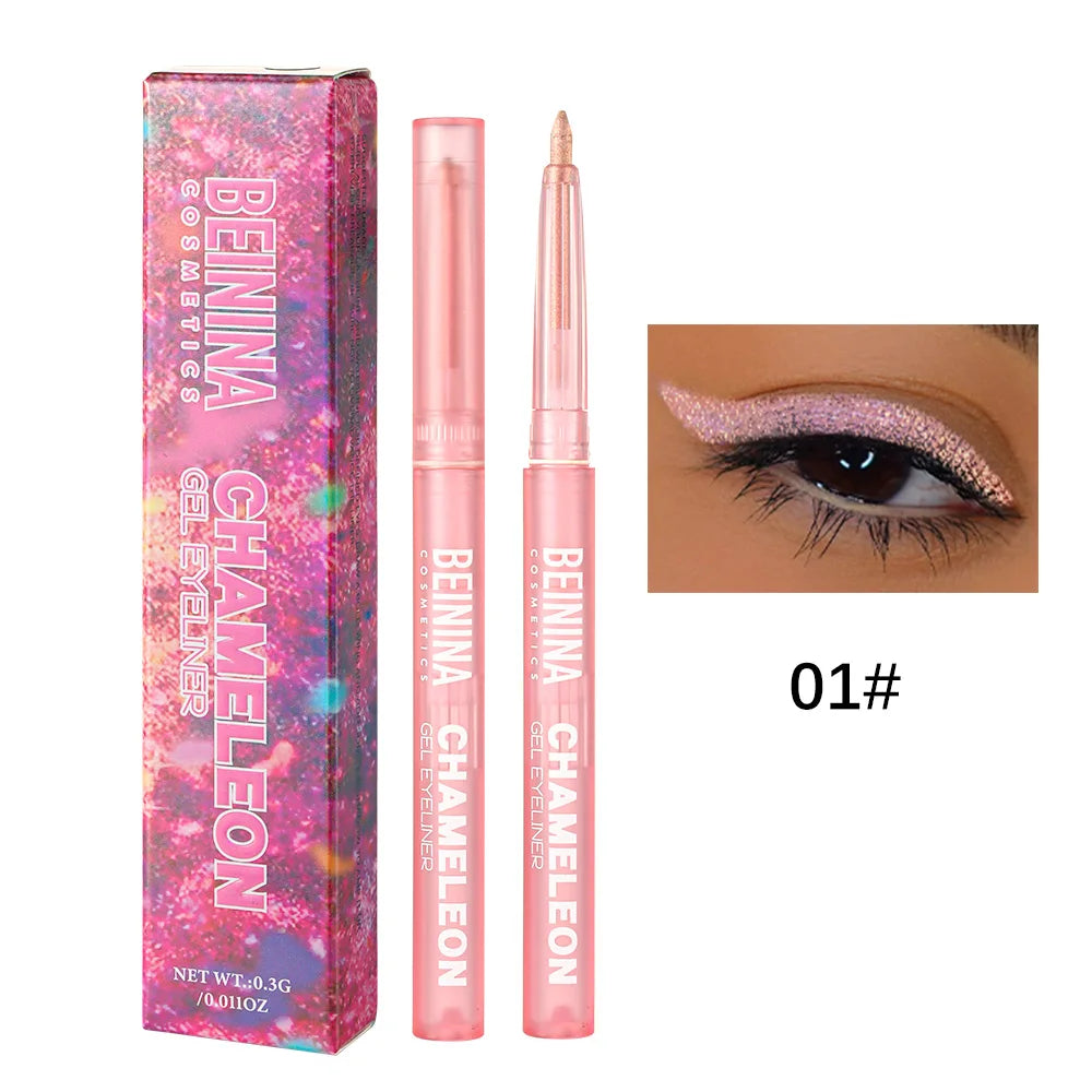 Shiny Chameleon Green Eyeliner Gel Metallic Eyeshadow Multicolor Eye Liner Pearlescent Polarized Glitter Eye Pigment Makeup HIP 01