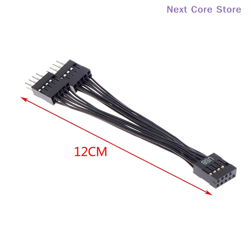 9-Pin USB Y Splitter Cable – 1 Female to 2 Male Motherboard USB Splitter Cable HIP