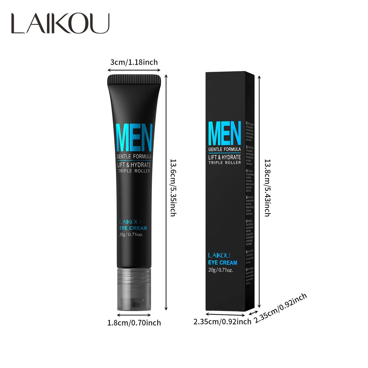 LAIKOU Men's Eye Cream 20g – 3D Rollerball Hydrating Eye Care Men's Eye Cream HIP 20g