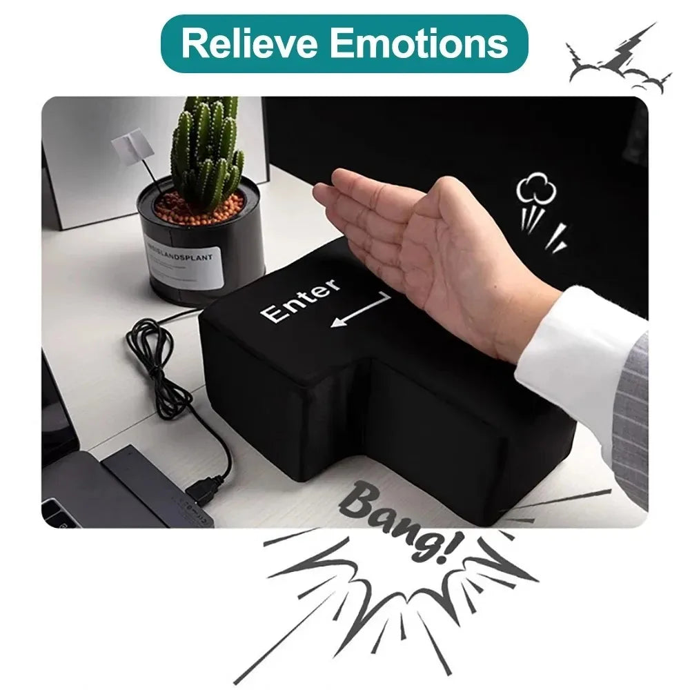 Giant USB Enter Key Desk Toy & Pillow – Office Stress Button Novelty Desk Toy HIP