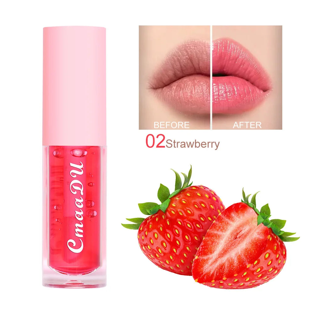 Fruit Color Changing Lip Gloss Strawberry Cherry Lip Balm Natural Lasting Moisturizing Reduce Lip Lines Jelly Plump Lips Care HIP Strawberry