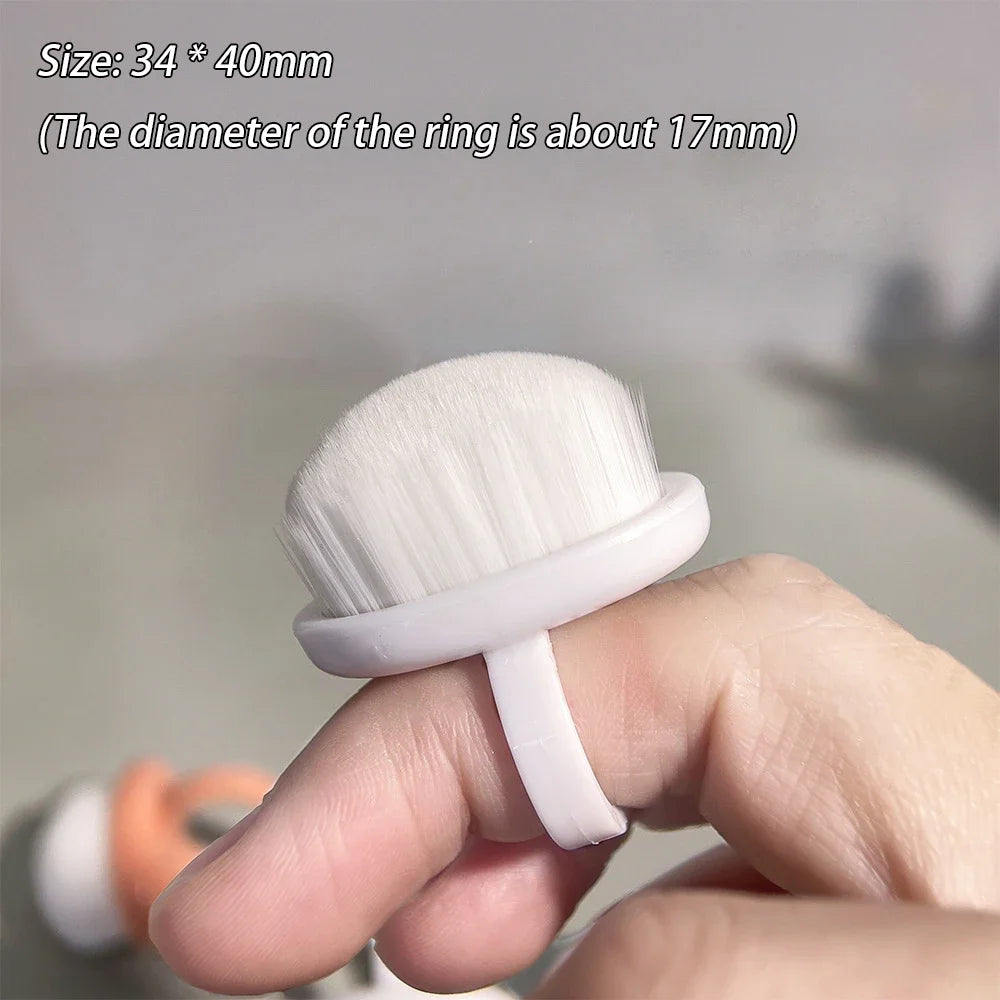 Nails Art Dust Brush Buckle Brush Oval Gel Dust Cleaning Make Up Ring-Shaped Brush Manicure Tools Fine Soft Bristle Brushs HIP White