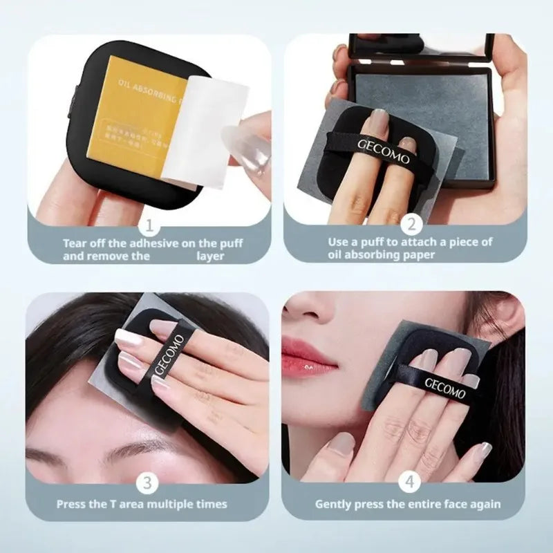 100-Sheet Bamboo Charcoal Oil Blotting Papers with Mirror Case Oil Blotting Sheets HIP