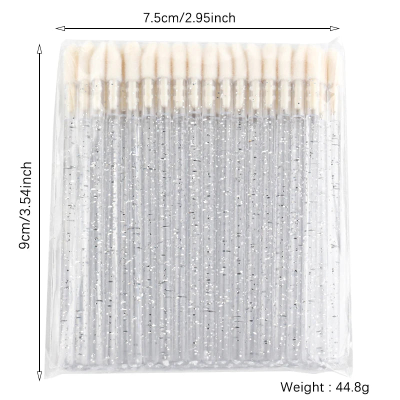 YSDO 50pcs Glitter Lip Gloss Brush Crystal Lipstick Applicators Eyelash Extension Cleaning Brushes Cleaner Makeup Tools Cosmetic HIP 50pcs-crystal-white