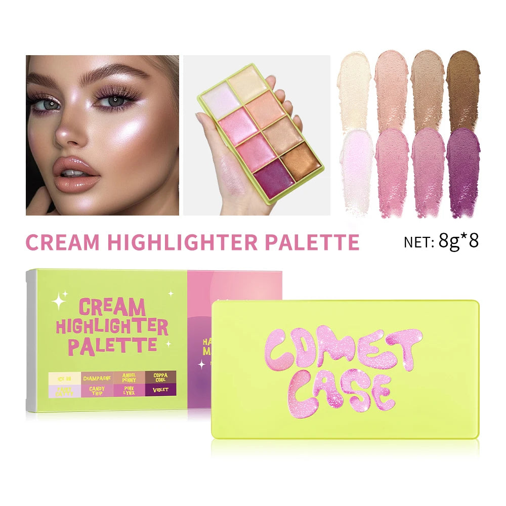 Eyebrow Cream Blush Curve Case Cream Cosmetics Highlighter Palette Matte Shimmer Finishes Shadow Tones Long-Lasting Cosmetics HIP 1Highlight