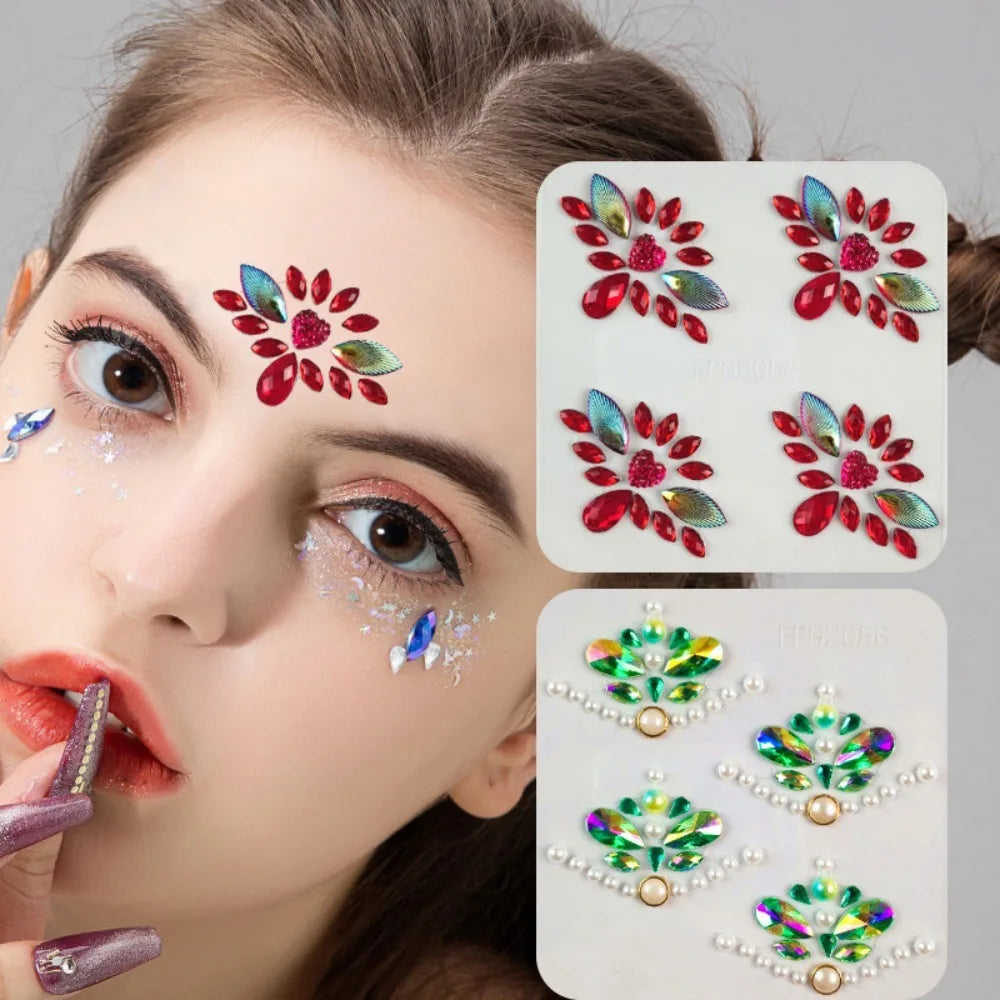 1Pc 3D Forehead Tattoo Stickers Colorful DIY Children Gem Stickers Face Jewels Glitter Face Body Rhinestone Stickers Makeup Tool HIP