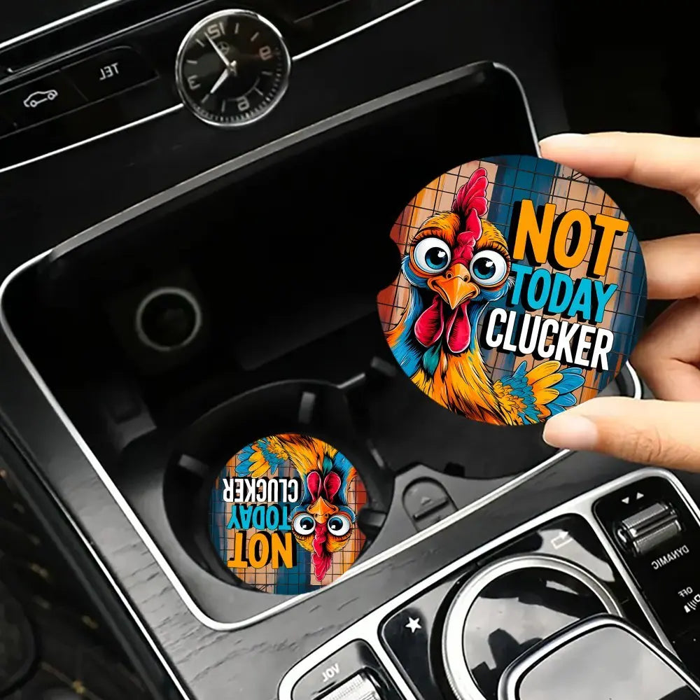 Angry Rooster Acrylic Car Cup Coasters 2-Pack | Easter Decor Car Cup Coasters HIP