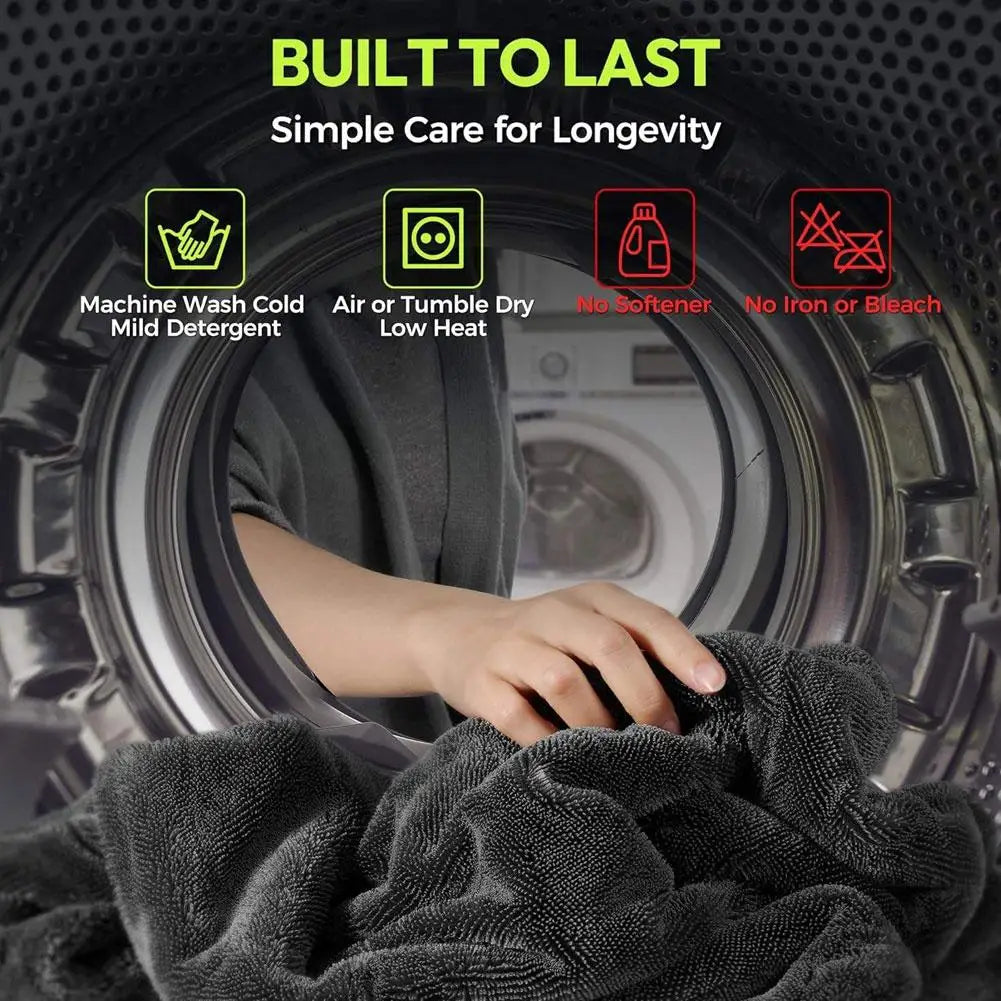 1400GSM Full-Size SUV Truck Drying Towel Double-Sided Microfiber Twisted Yarn Technology High Absorbency And Scratch-Resistant HIP